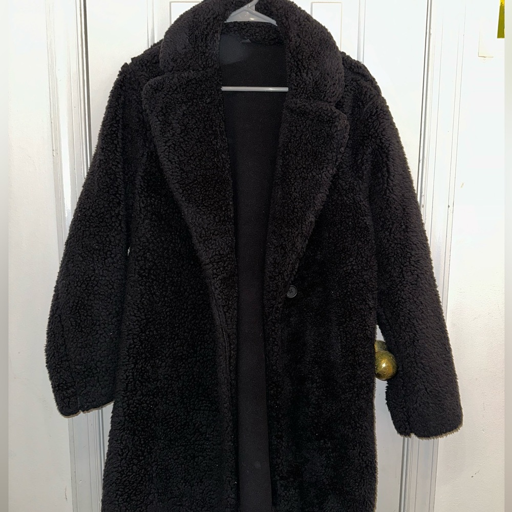 UNIQLO Navy Sherpa Pile Lined Fleece Tailored Coat
